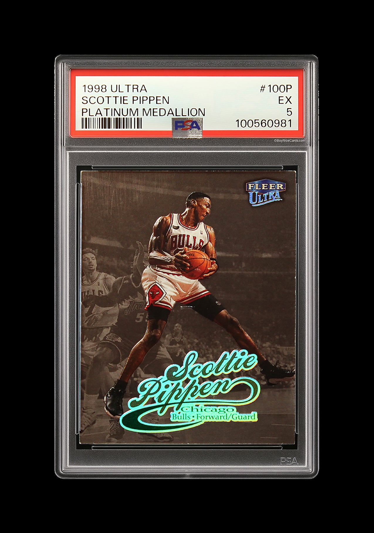 1998 Scottie Pippen Fleer Ultra Platinum Medallion SP /100 # 100P PSA 5