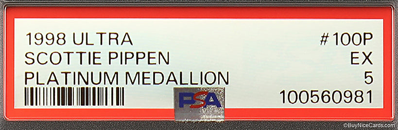 1998 Scottie Pippen Fleer Ultra Platinum Medallion SP /100 # 100P PSA 5