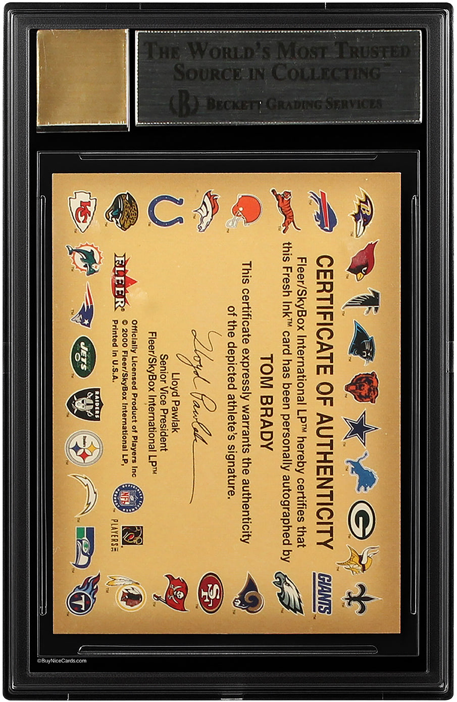 2000 Tom Brady Fleer Tradition Autographics Silver RC Rookie Auto /250 #17 BGS 8.5