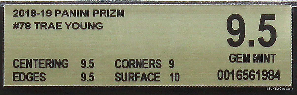 2018-19 Trae Young Panini Prizm Base RC Rookie #78 BGS 9.5 Gem Mint