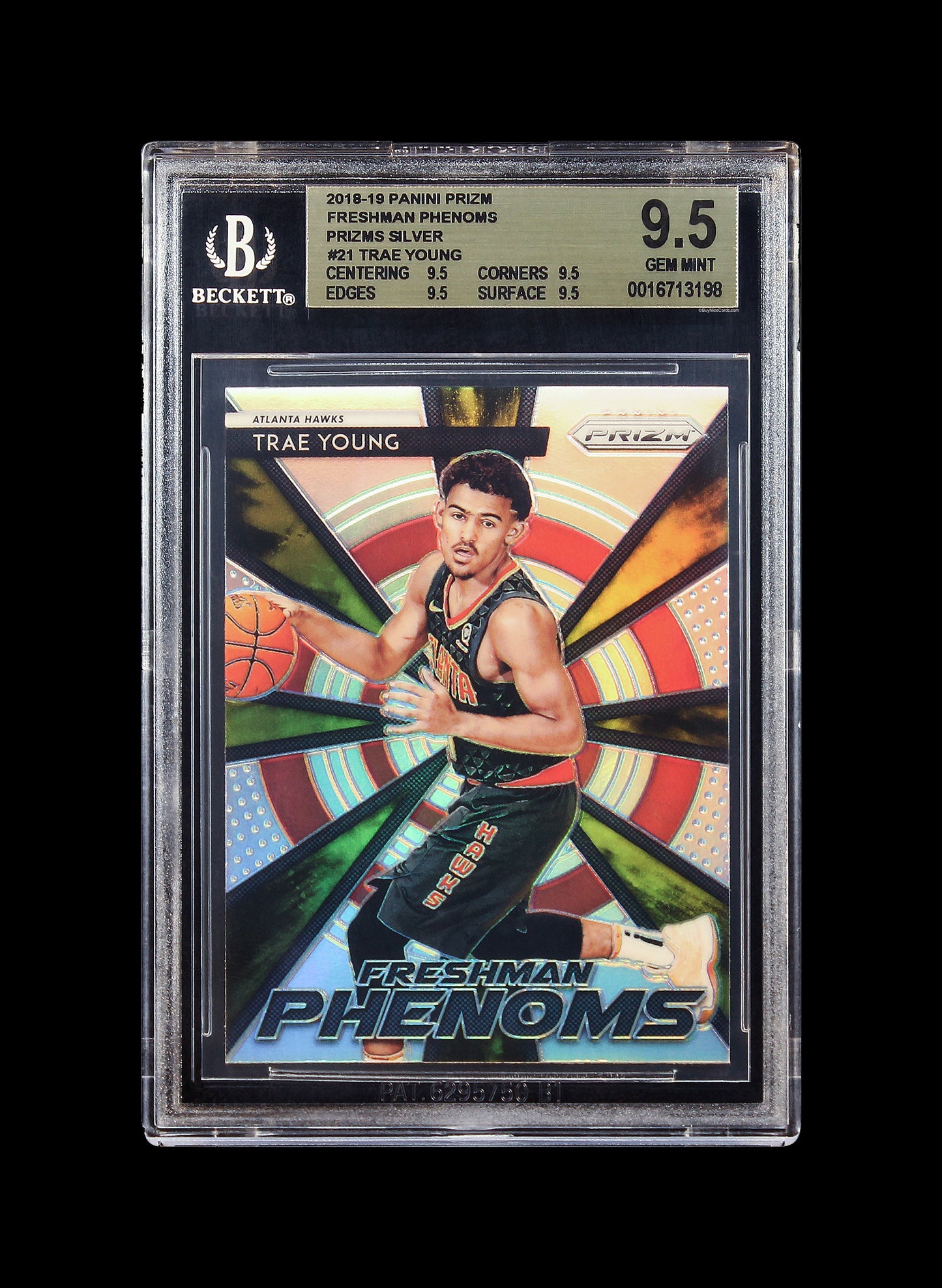 2018-19 Trae Young Panini Prizm Freshman Phenmons Silver Prizms RC Rookie #21 BGS 9.5 Gem Mint