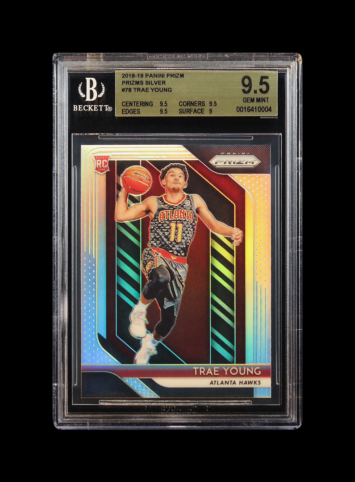2018 Trae Young Panini Prizm Silver Prizms RC Rookie #78 BGS 9.5 Gem Mint