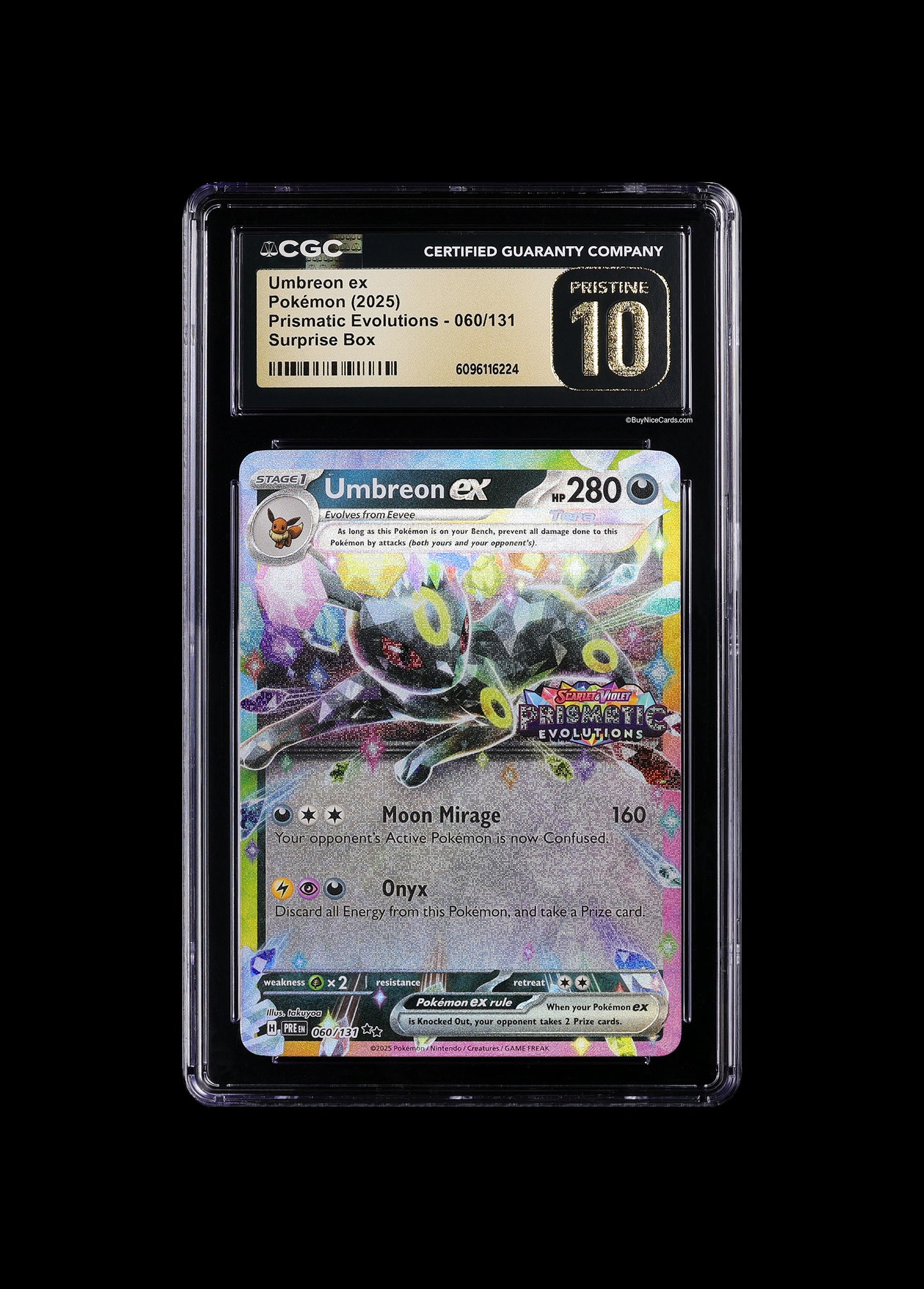 2025 Umbreon ex Pokemon Prismatic Evolutions 060/131 Surpise Box CGC 10 Pristine