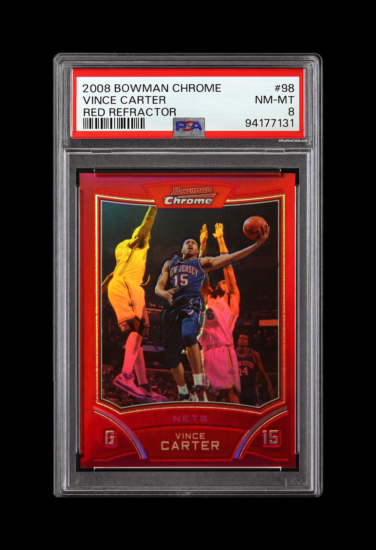 2008 Vince Carter Bowman Chrome Chrome Red Refractor /5 # 98 PSA 8 NM-MT
