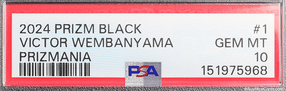 2024 Victor Wembanyama Panini Prizm Black Prizmania SP Prizms Silver #1 PSA 10 Gem Mint