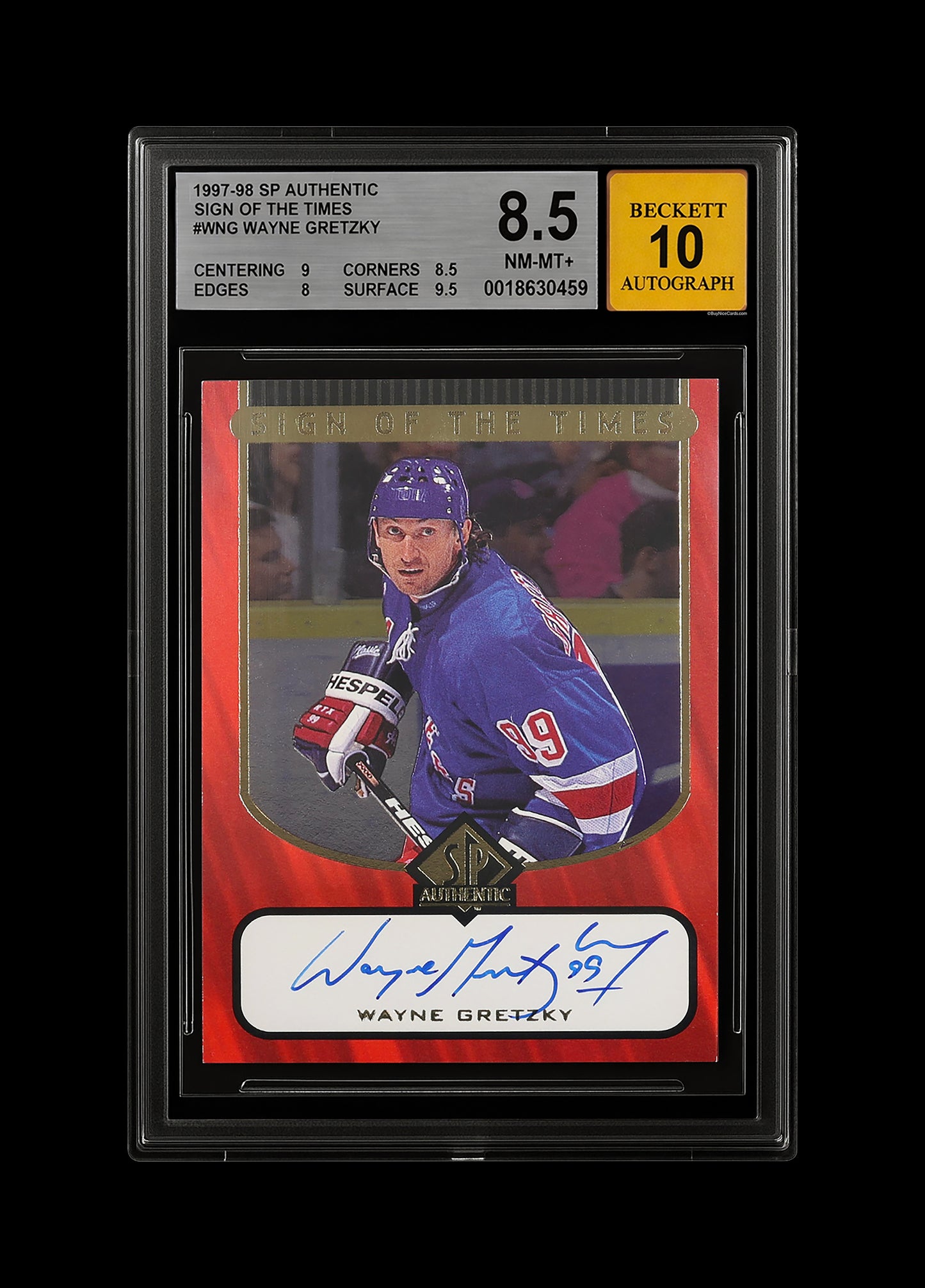 1997 Wayne Gretzky Upper Deck SP Authentic Sign of the Times SP Auto #WG BGS 8.5 / 10