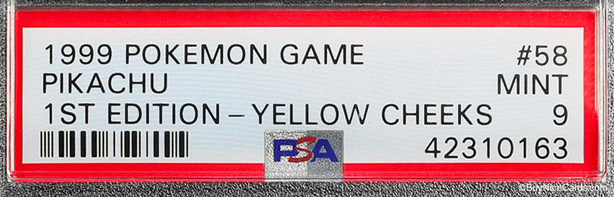 1999 Pikachu Pokemon Game Yellow Cheeks 1st Edition #58 PSA 9 Mint