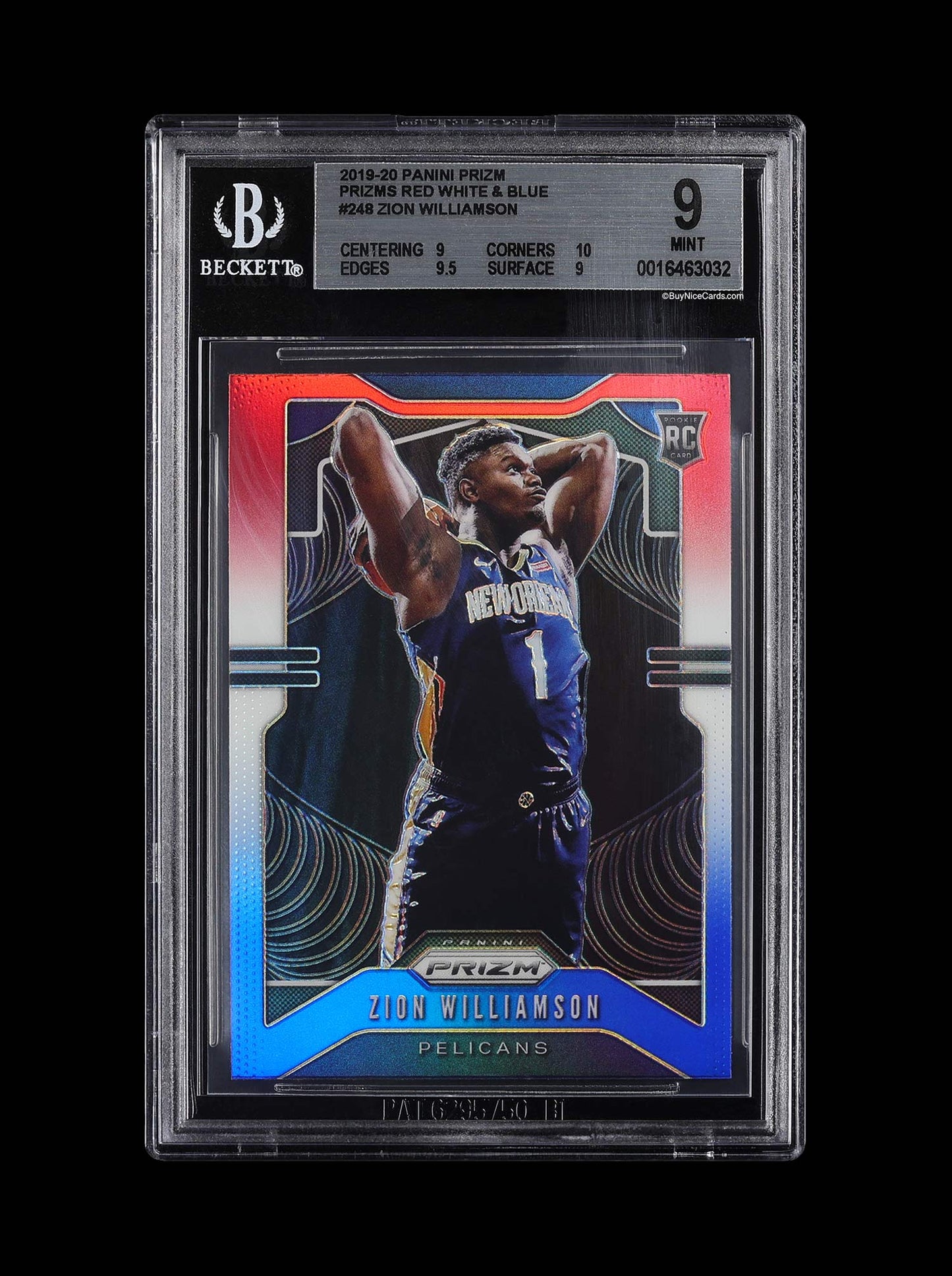 2019-20 Zion Williamson Panini Prizm Red White Blue Prizms RC Rookie #248 BGS 9 with 9.5 Edges