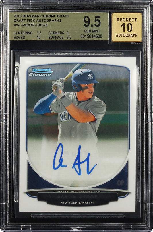 2013 Aaron Judge Bowman Chrome Draft Pick Rc Rookie Auto #AJ BGS 9.5 / 10