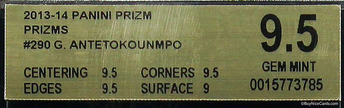 2013-14 Giannis Antetokounmpo Panini Prizm Silver Prizms #290 Bgs 9.5 Gem Mint