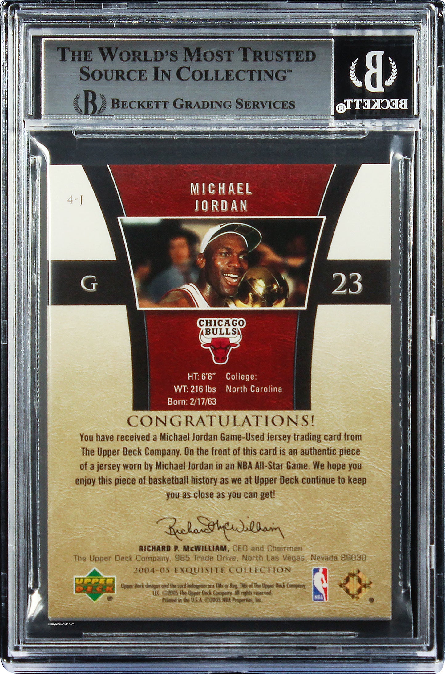 2004-05 Michael Jordan UD Exquisite Jersey Parallel All Star Patch /25 #4 BGS 8