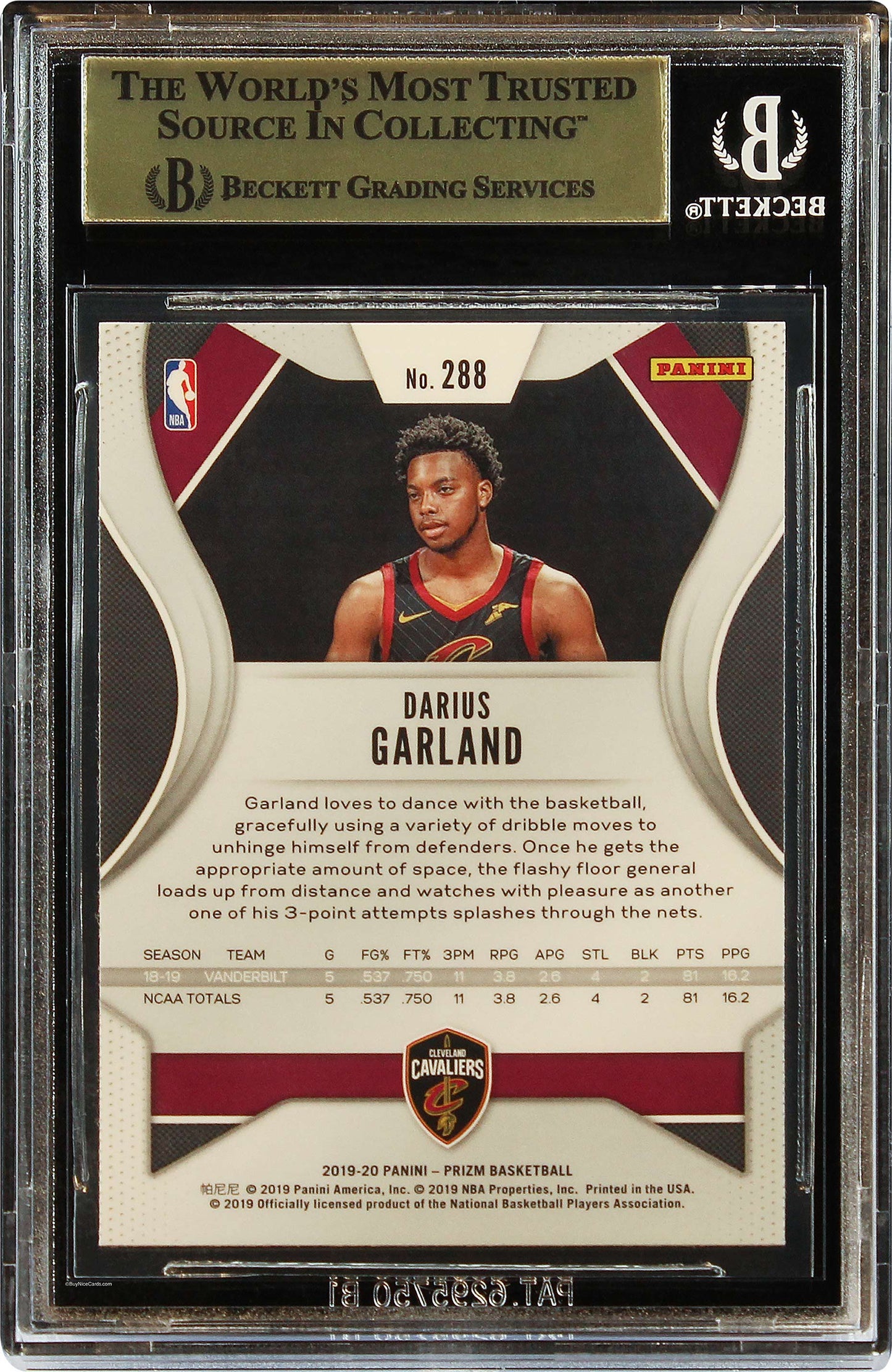 2019-20 Darius Garland Panini Prizm #288 BGS 9.5