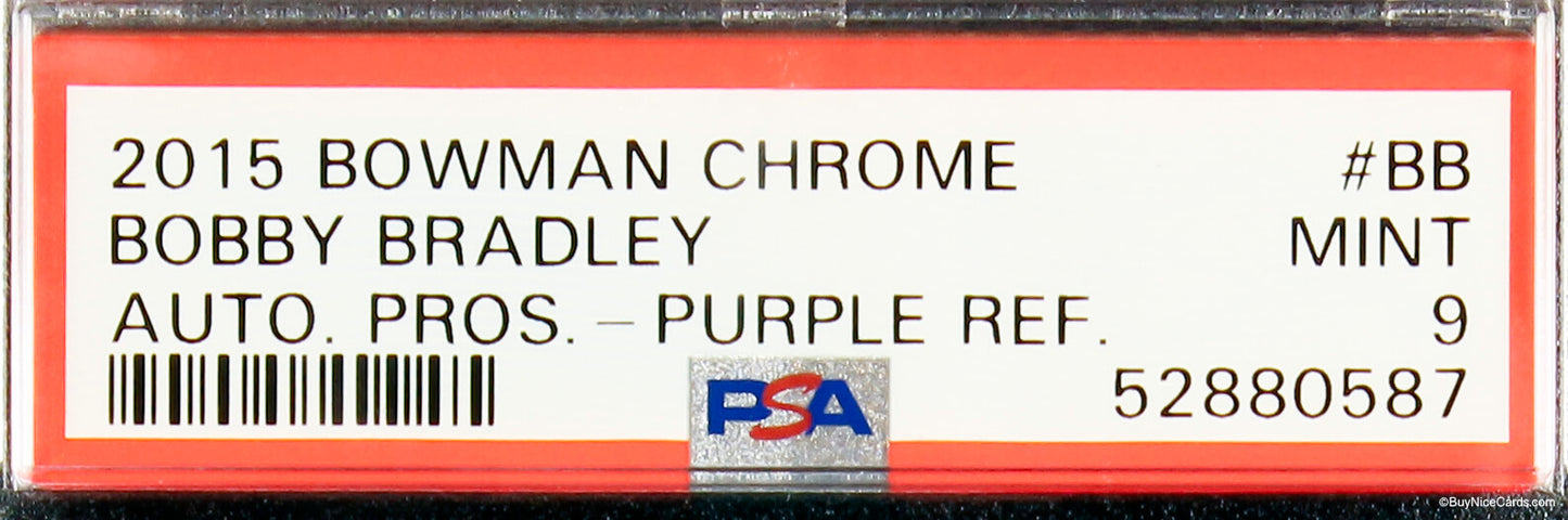 2015 Bobby Bradley Bowman Chrome Purple Refractor Auto #bb /250 PSA 9 Mint
