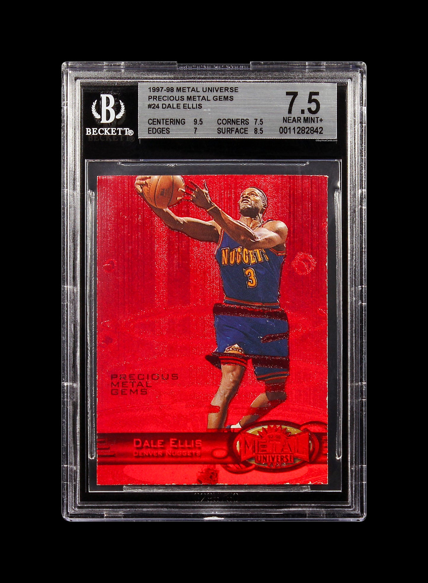 1997-98 Dale Ellis Skybox Metal Universe Pmg Red /100 #24 Bgs 7.5
