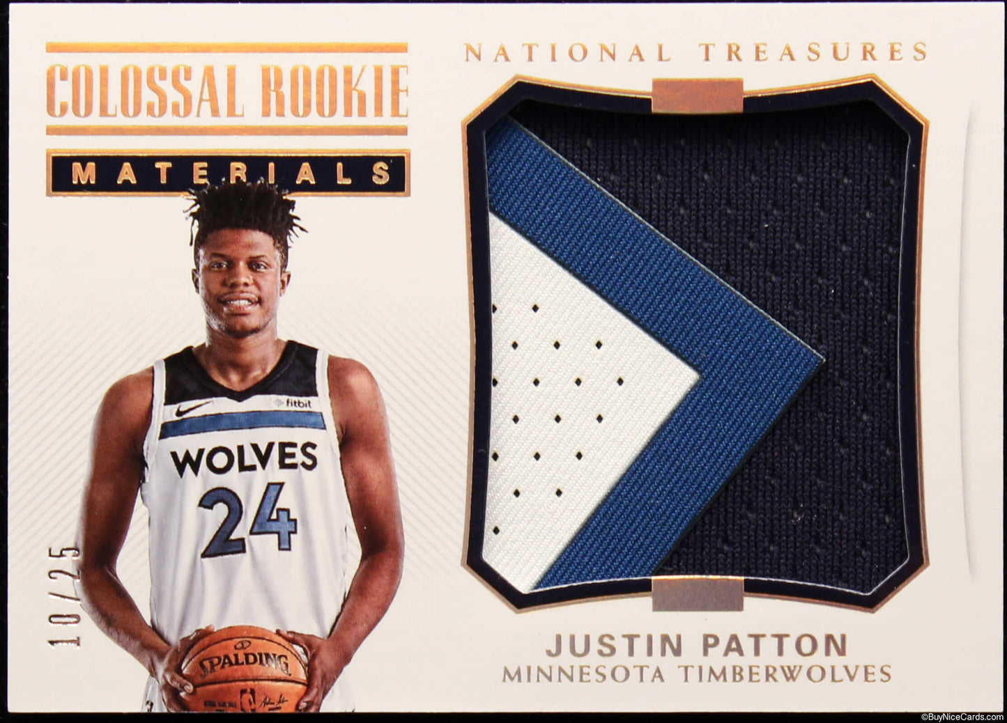 2017-18 Justin Patton Panini National Treasures Colossal Rookie Gold /25