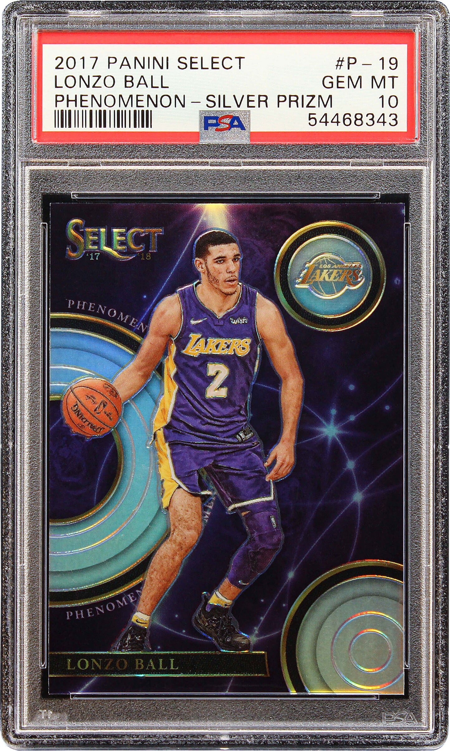 2017 Lonzo Ball Panini Select Phenomenon Silver Prizms Sp Rc Rookie #p-19 PSA 10