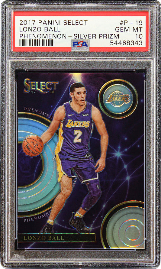 2017 Lonzo Ball Panini Select Phenomenon Silver Prizms Sp Rc Rookie #p-19 PSA 10