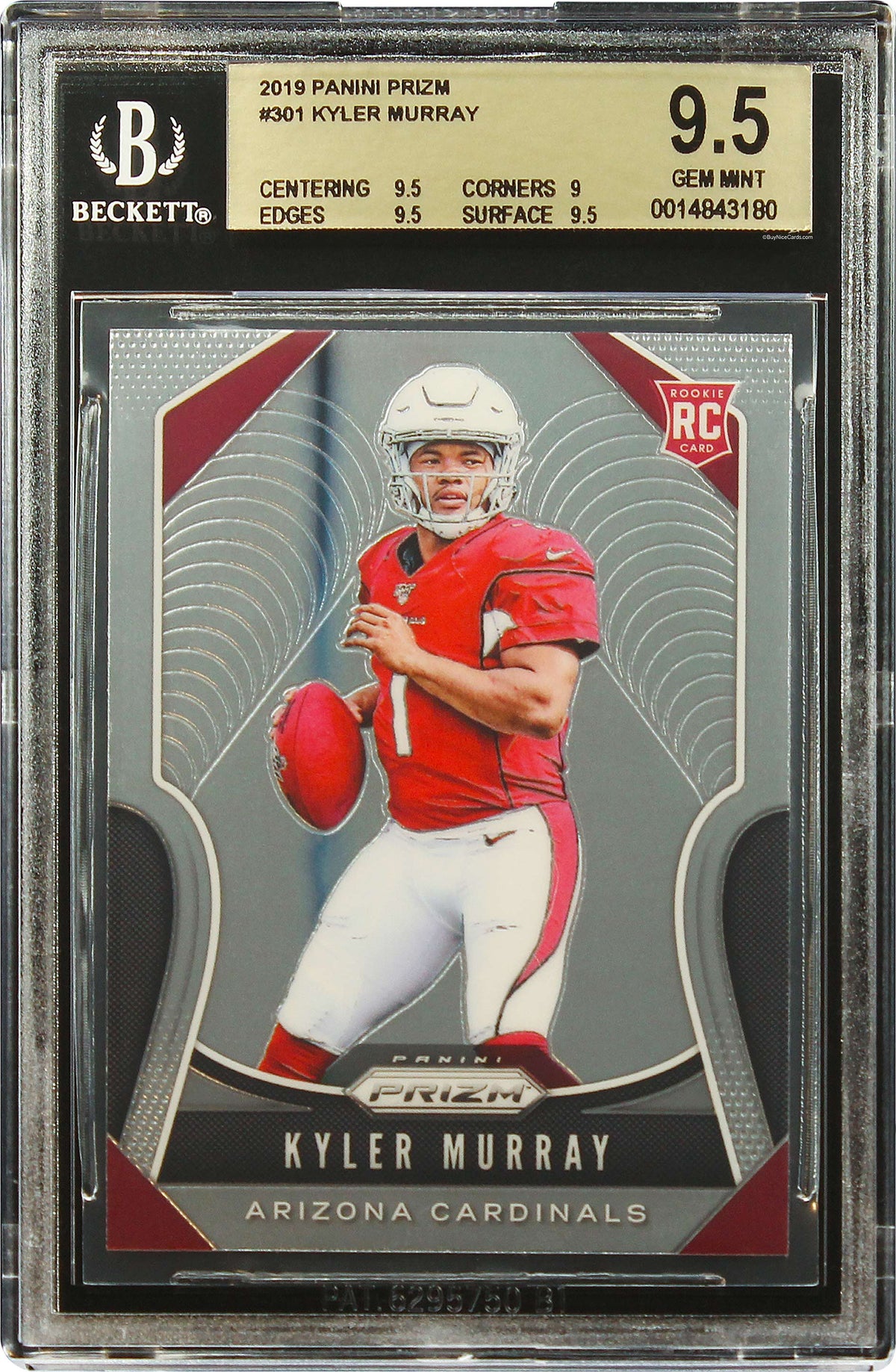 2019 Kyler Murray Panini Base RC Rookie #301 BGS 9.5 Gem Mint