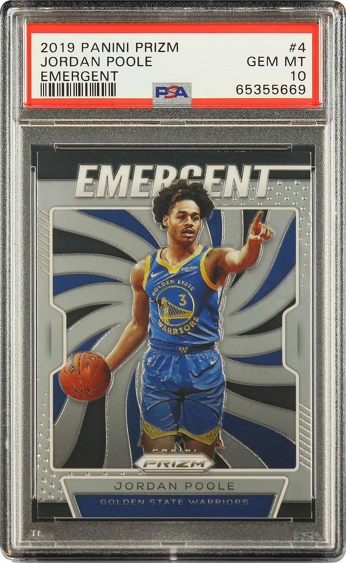 2019 Jordan Poole Panini Prizm Base Emergent RC Rookie #4 PSA Gem Mint