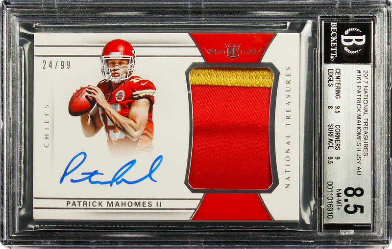 2017 Patrick Mahomes Panini National Treasures Rc Rookie Patch Auto /99 Bgs 8.5