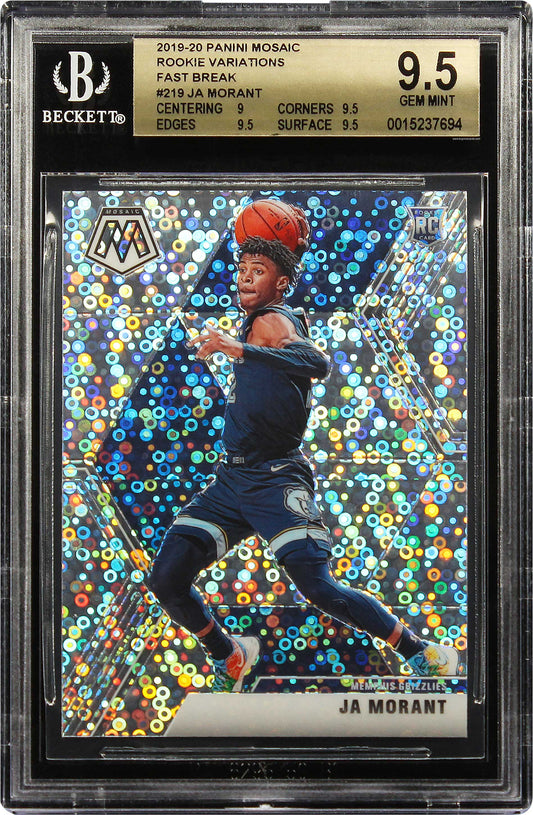 2019-20 Ja Morant Panini Mosaic Rookie Variations Fast Break Prizms RC #219 BGS 9.5 Gem Mint