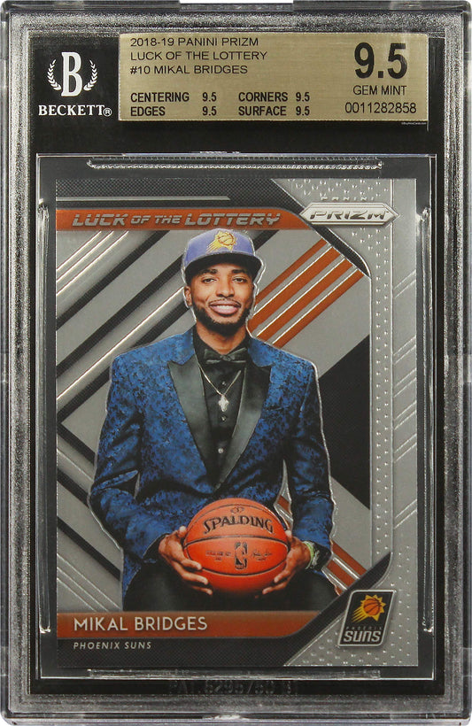 2018-19 Mikal Bridges Panini Prizm Base Luck of the Lottery RC #10 BGS 9.5 True Gem