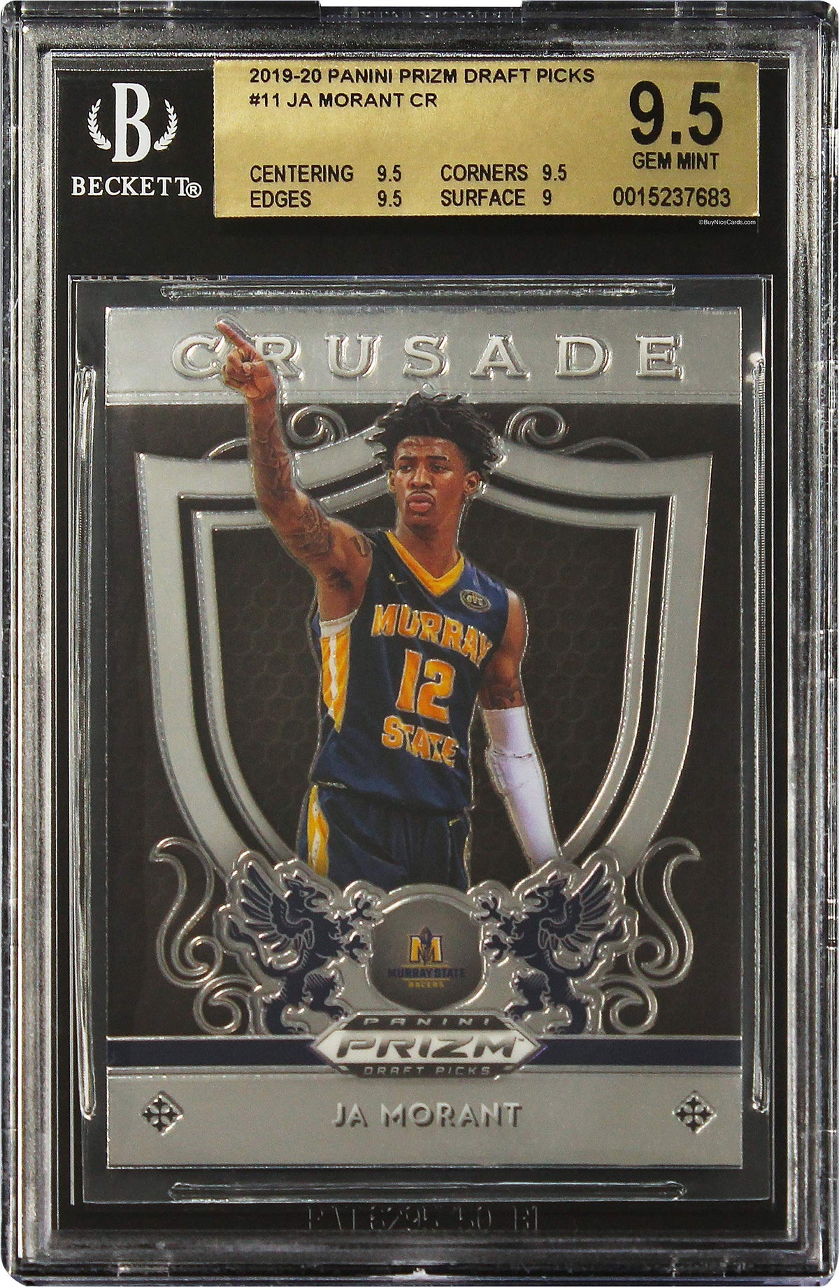 2019-20 Ja Morant Panini Prizm Draft Picks CR Crusade base RC Rookie #11 BGS 9.5 Gem Mint