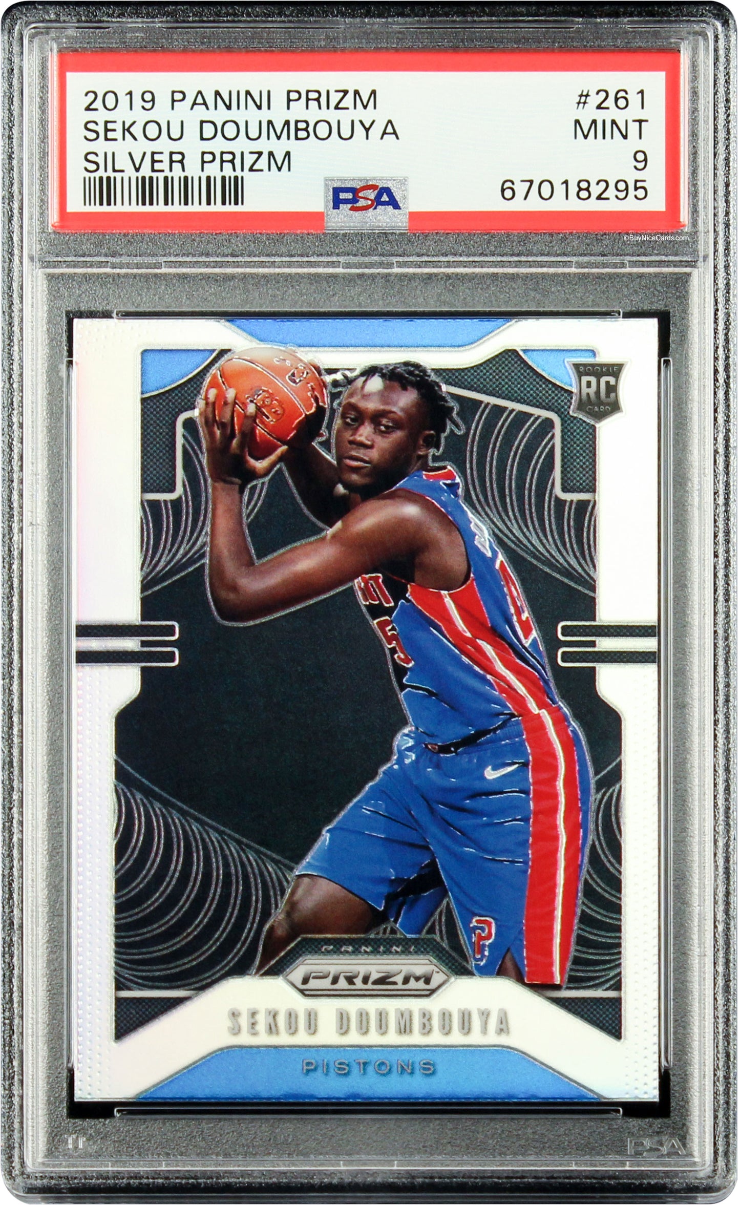 2019 Sekou Doumbouya Panini Prizm Silver Prizms SP RC Rookie #261 PSA 9 Mint