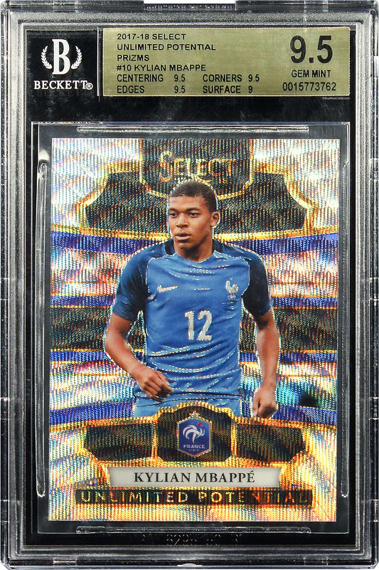 2017-18 Kylian Mbappe Panini Select Unlimited Potential Prizms  Rc #10  Bgs 9.5