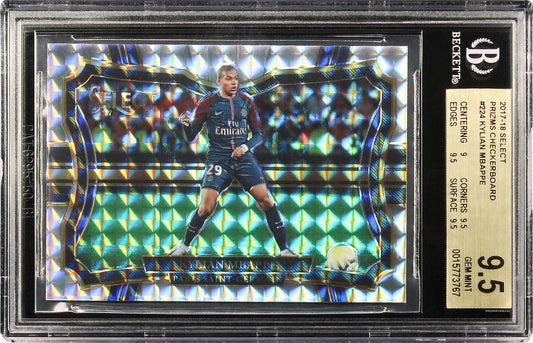2017-18 Kylian Mbappe Panini Select Prizms Silver Checkerboard Rc #224  Bgs 9.5