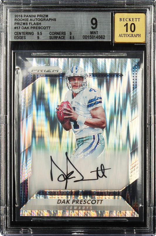 2016 Dak Prescott Panini Prizm Flash Prizms SSP Rc Rookie Auto #17 BGS 9 / 10