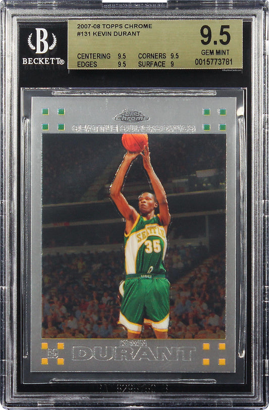2007-08 Kevin Durant Topps Chrome Rc Rookie #131 BGS 9.5 Gem Mint