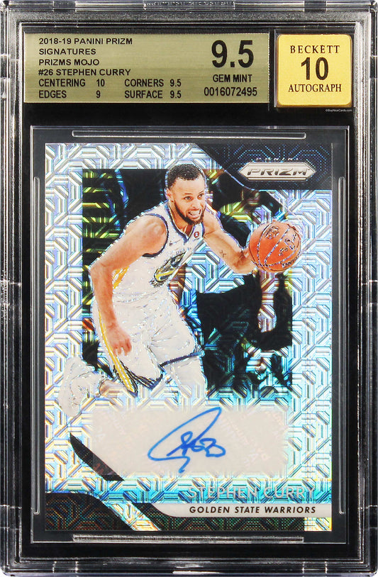 2018-19 Stephen Curry Panini Prizm Signatures Prizms Mojo /25 #26 Bgs 9.5 Pop 1