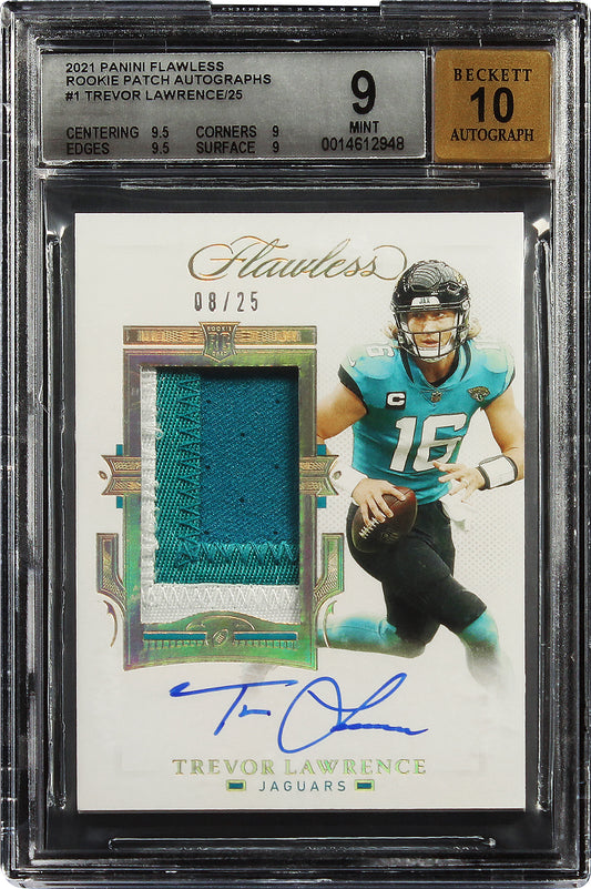 2021 Trevor Lawrence Panini Flawless Rookie Patch Auto /25 #1 BGS 9 / 10 Mint