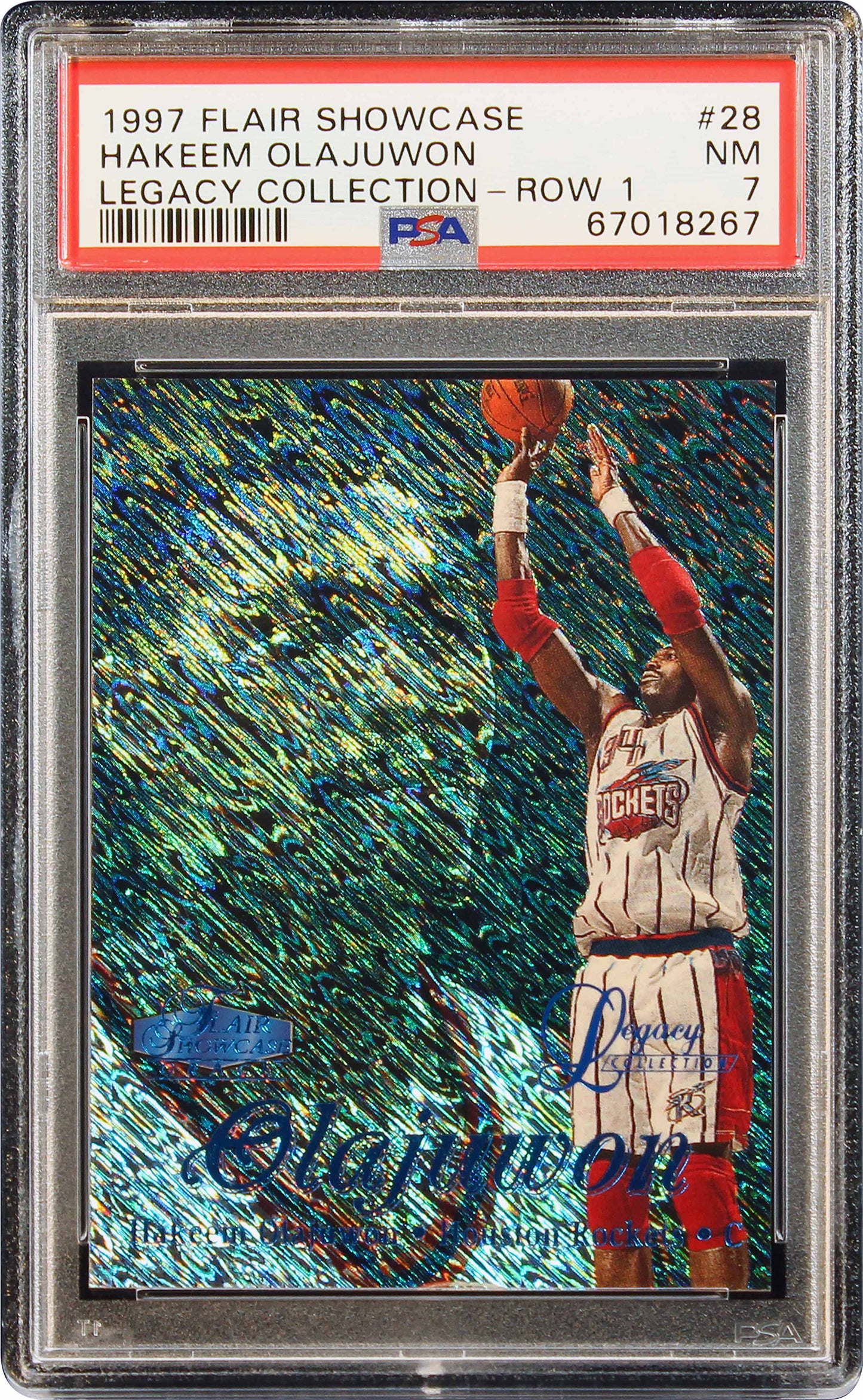 1997 Hakeem Olajuwon Flair Showcase Legacy Collection Row 1 /100 #28 PSA 7