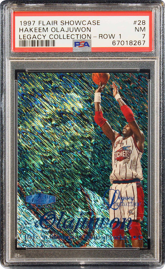 1997 Hakeem Olajuwon Flair Showcase Legacy Collection Row 1 /100 #28 PSA 7