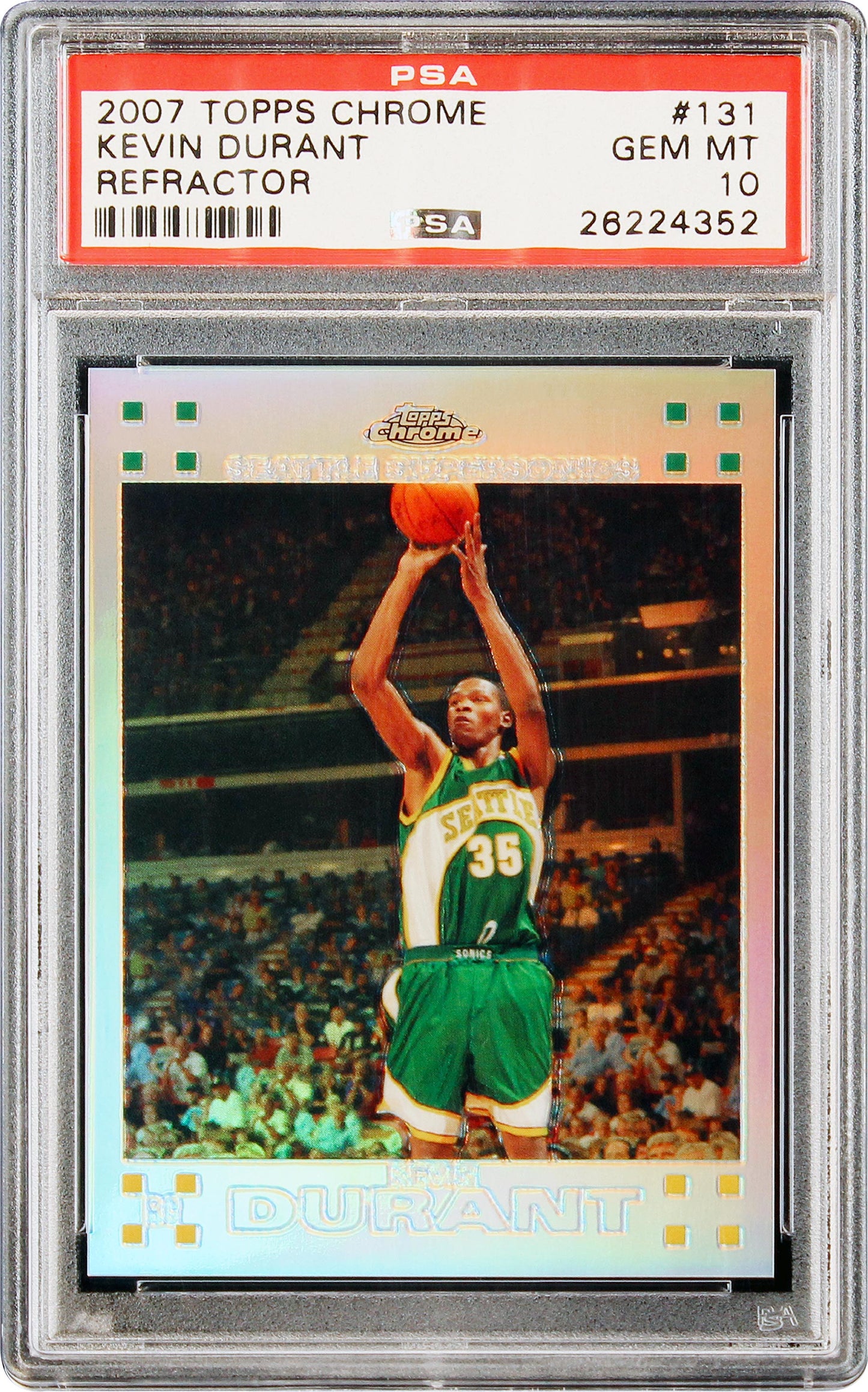 2007-08 Kevin Durant Topps Chrome Refractor Rc Rookie /1499 #131 Psa 10