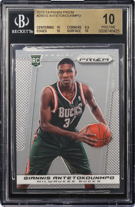 2013-14 Giannis Antetokounmpo Panini Prizm Base Rc Rookie #290 Bgs 10 Pristine