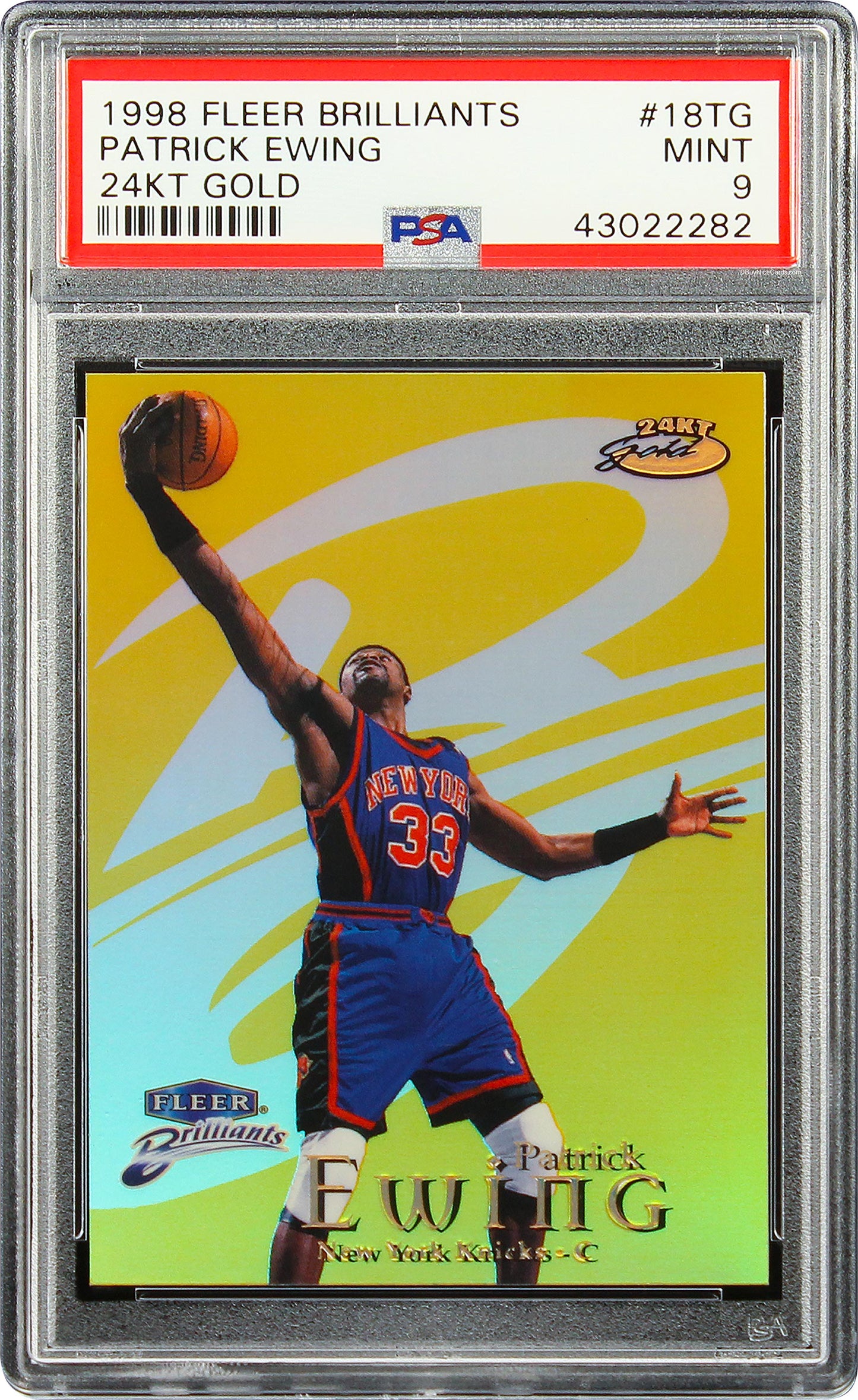 1998 Patrick Ewing Fleer Brilliants 24kt Gold /24 #18tg Psa 9 Pop 1 None Higher