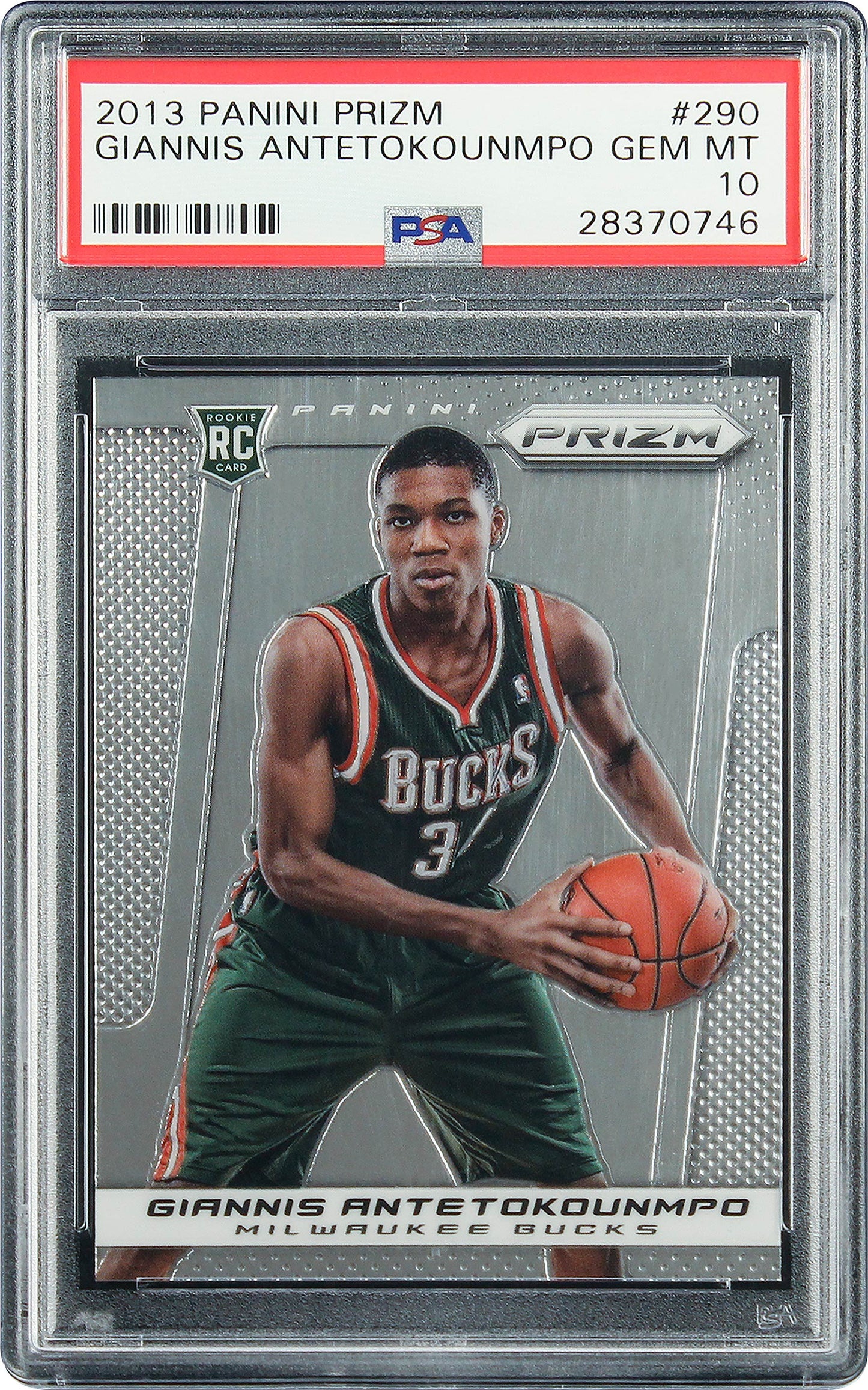2013 Giannis Antetokounmpo Panini Prizm Base Rc Rookie #290 Psa 10 Gem Mint