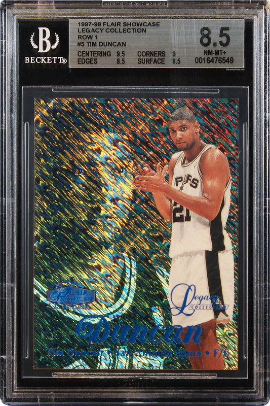 1997-98 Tim Duncan Fleer Flair Showcase Legacy Collection RC Rookie #5 Row 1 /100 BGS 8.5