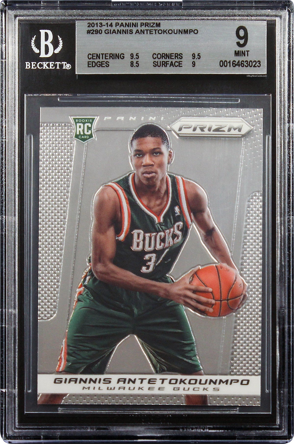 2013-14 Giannis Antetokounmpo Panini Prizm Base RC Rookie #290 BGS 9 Mint