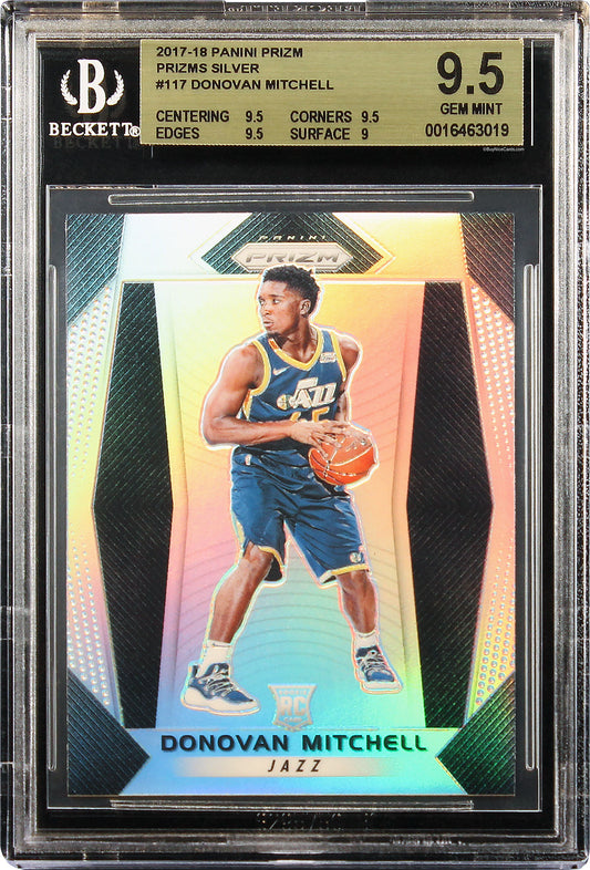 2017-18 Donovan Mitchell Panini Prizm Silver Prizms SP RC Rookie #117 BGS 9.5 Gem Mint