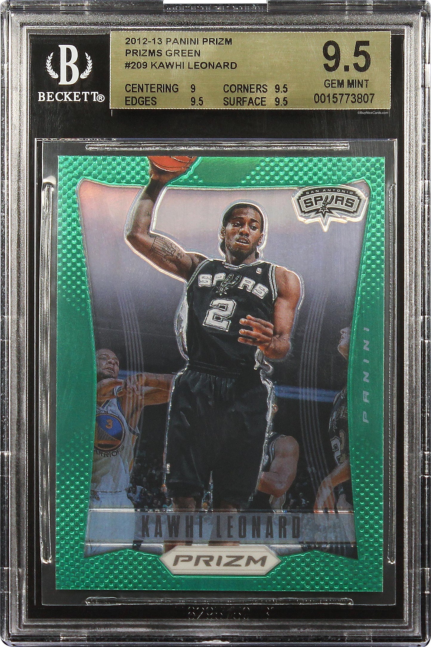 2012-13 Kawhi Leonard Panini Prizm Prizms Green Sp Rc Rookie #209 Bgs 9.5 Gem Mt