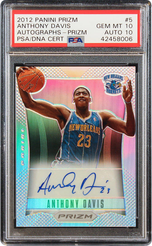2012 Anthony Davis Panini Prizm Silvers Prizms Rc Rookie Auto /25 #5 Psa 10 10