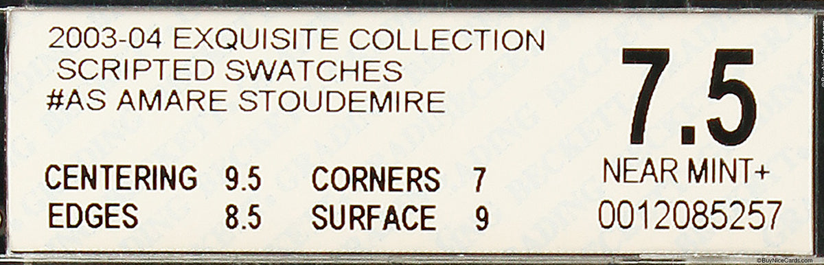 2003-04 Amare Stoudemire Upper Deck Exquisite Striped Swatches SP Auto /25 BGS 7.5 / 10