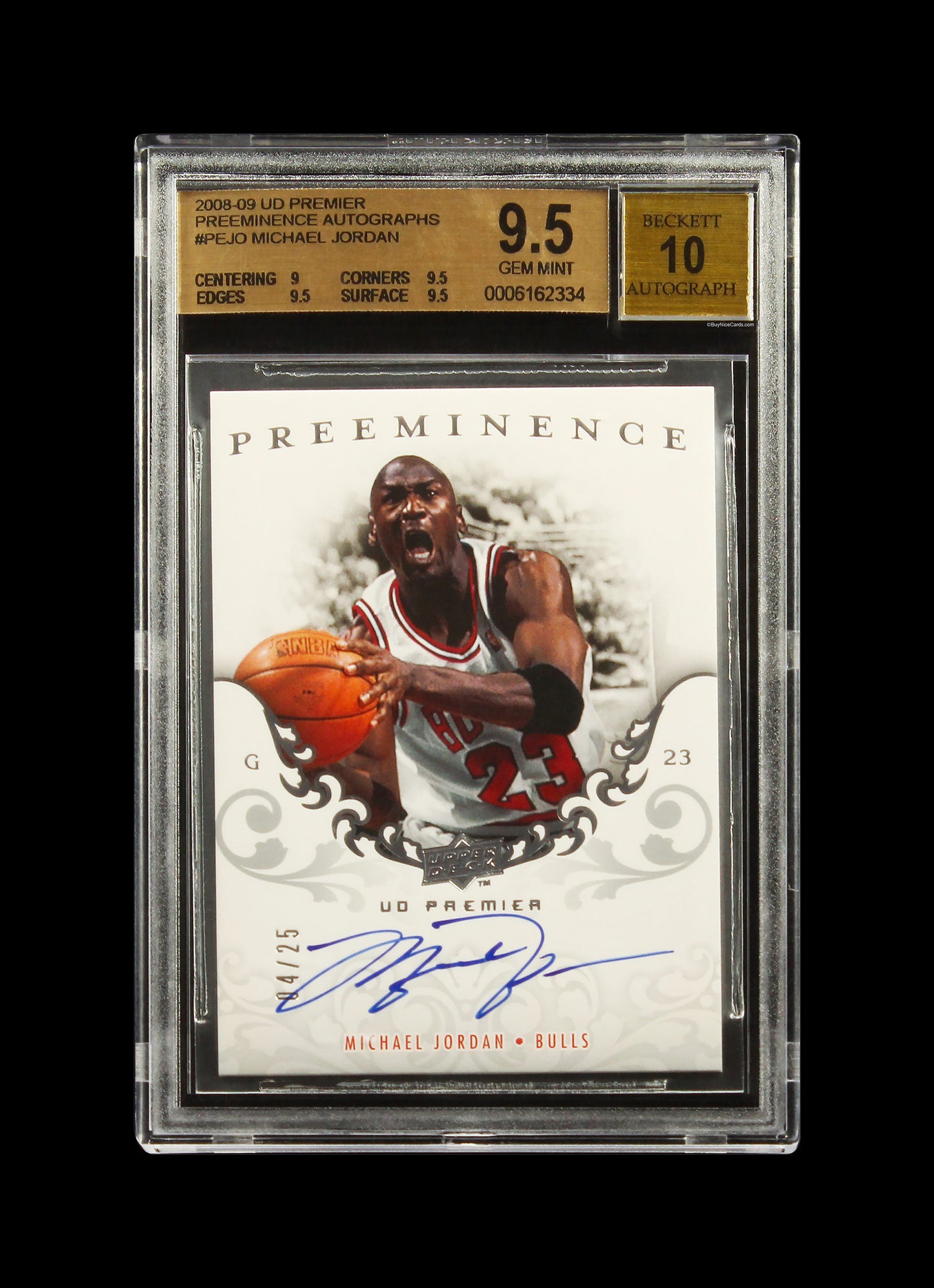 2008-09 Michael Jordan Upper Deck Premier Preeminence Auto /25 #pejo Bgs 9.5