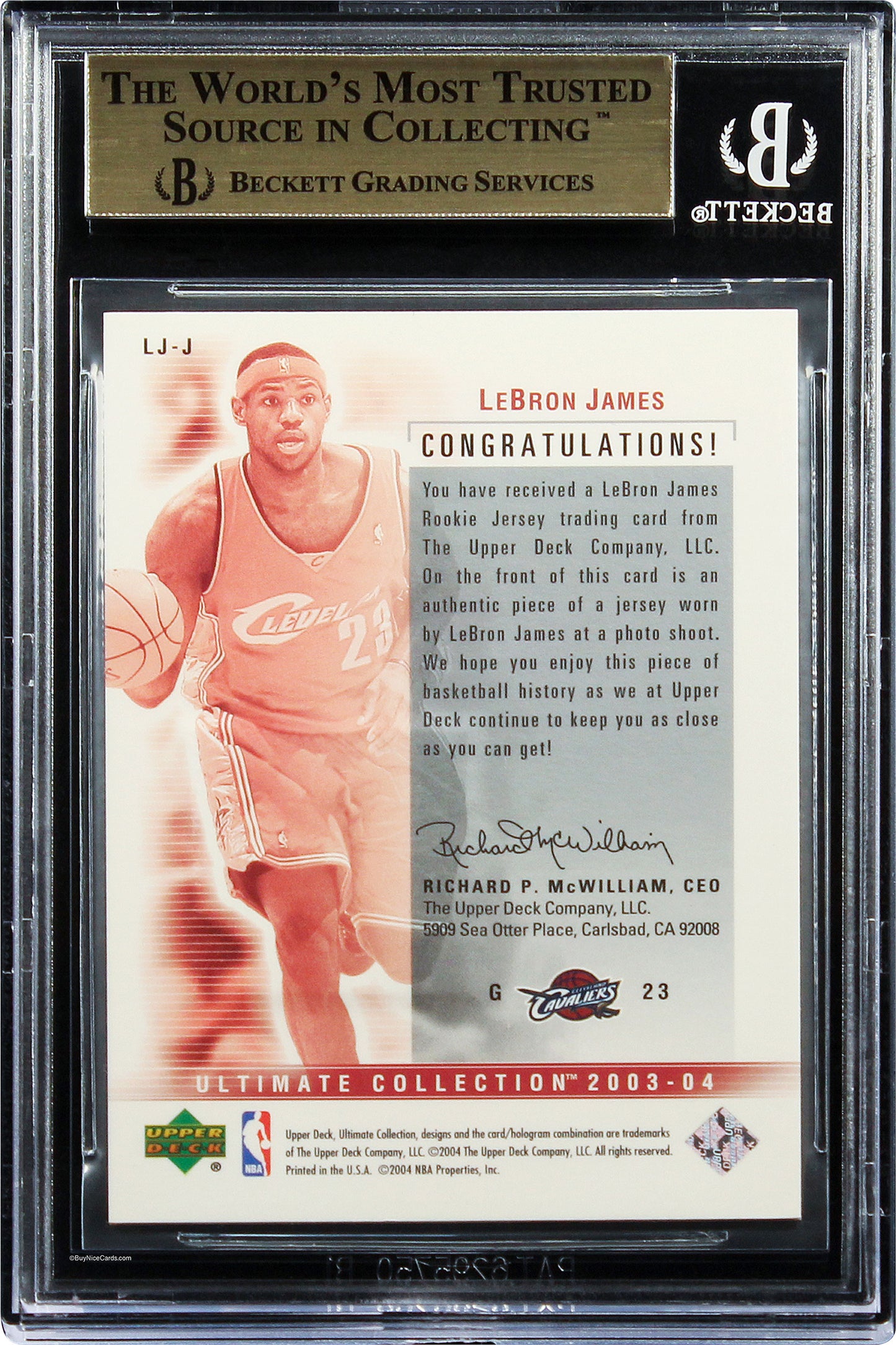 2003-04 LeBron James UD Ultimate Collection Jerseys RC Rookie /200 #LJ BGS 9.5