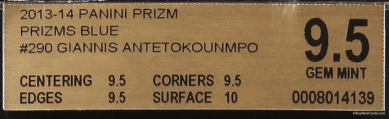 2013 Giannis Antetokounmpo Panini Prizm Blue Prizms Refractor SP RC Rookie #290 BGS 9.5  True Gem+
