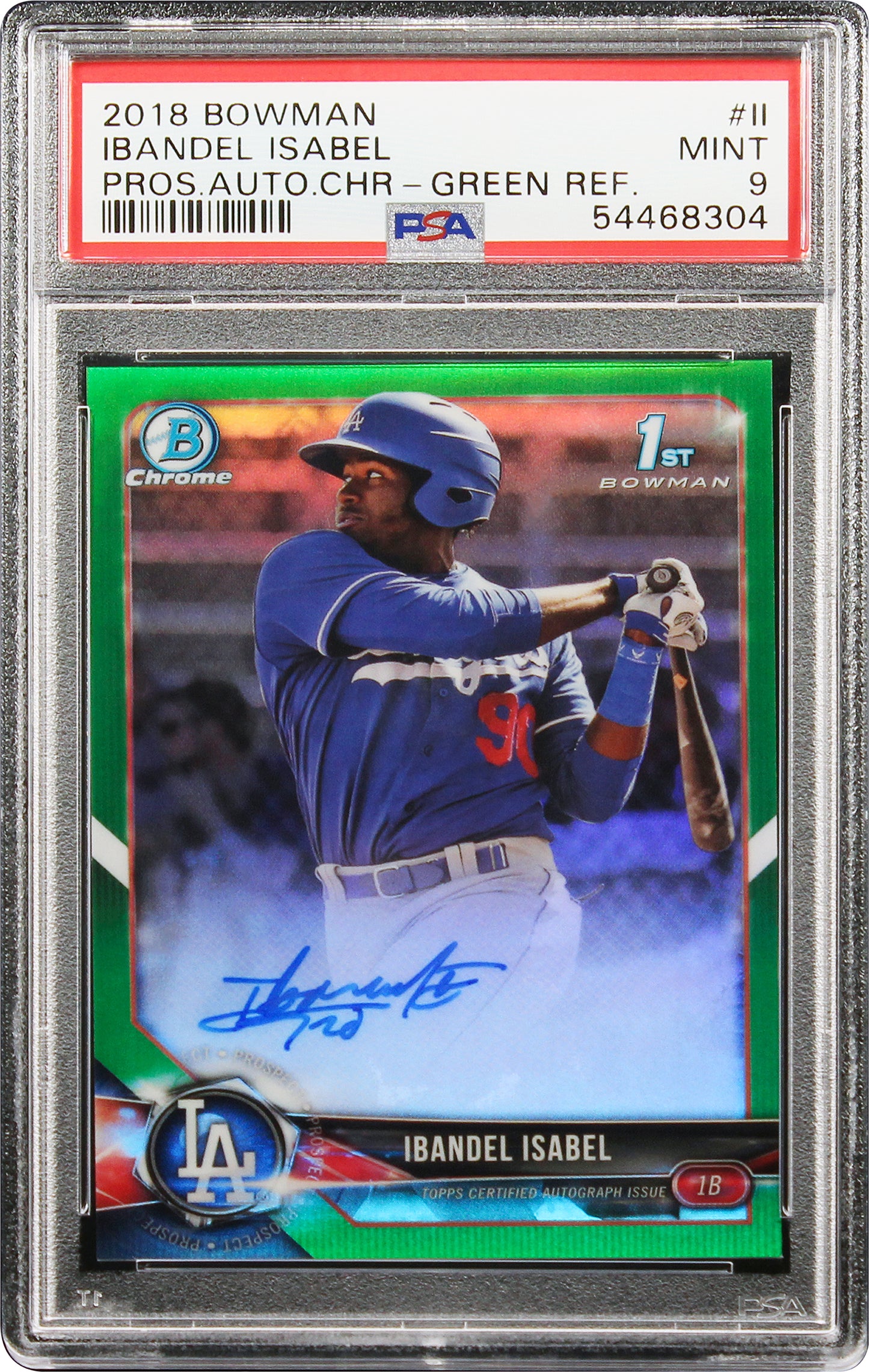 2018 Ibandel Isabel Bowman Chrome Green Refractor Rc Rookie Auto /99 PSA 9